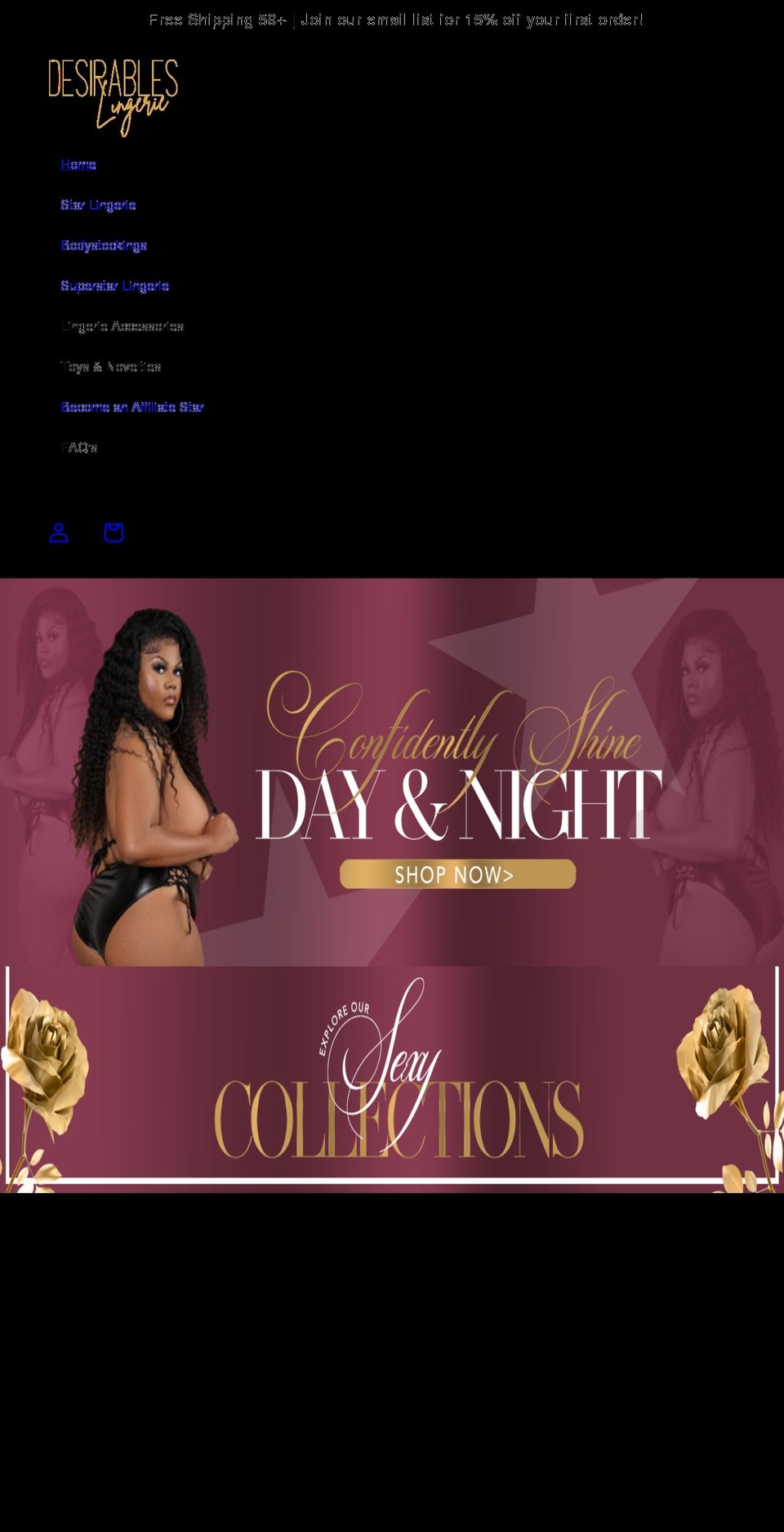 desirableslingerie.com shopify website screenshot