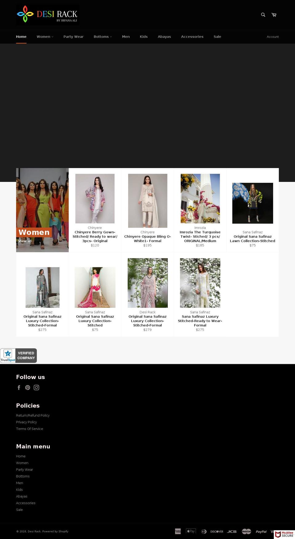 desirack.com shopify website screenshot