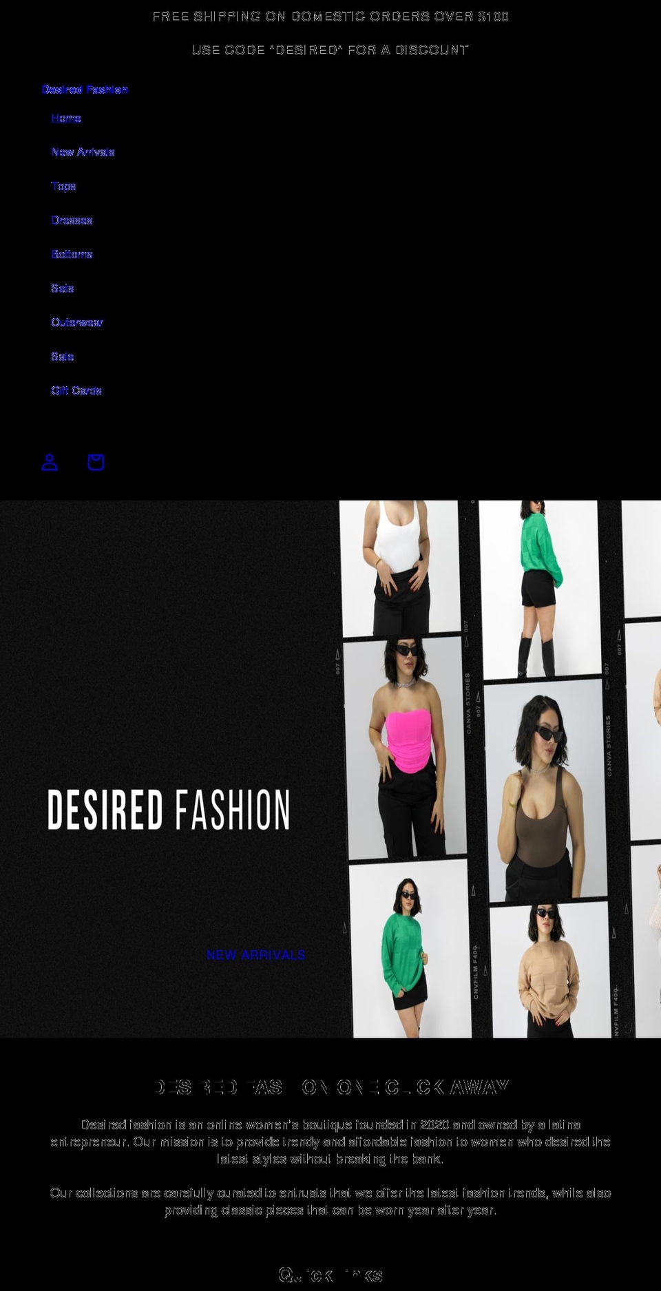 desired-fashion.com shopify website screenshot