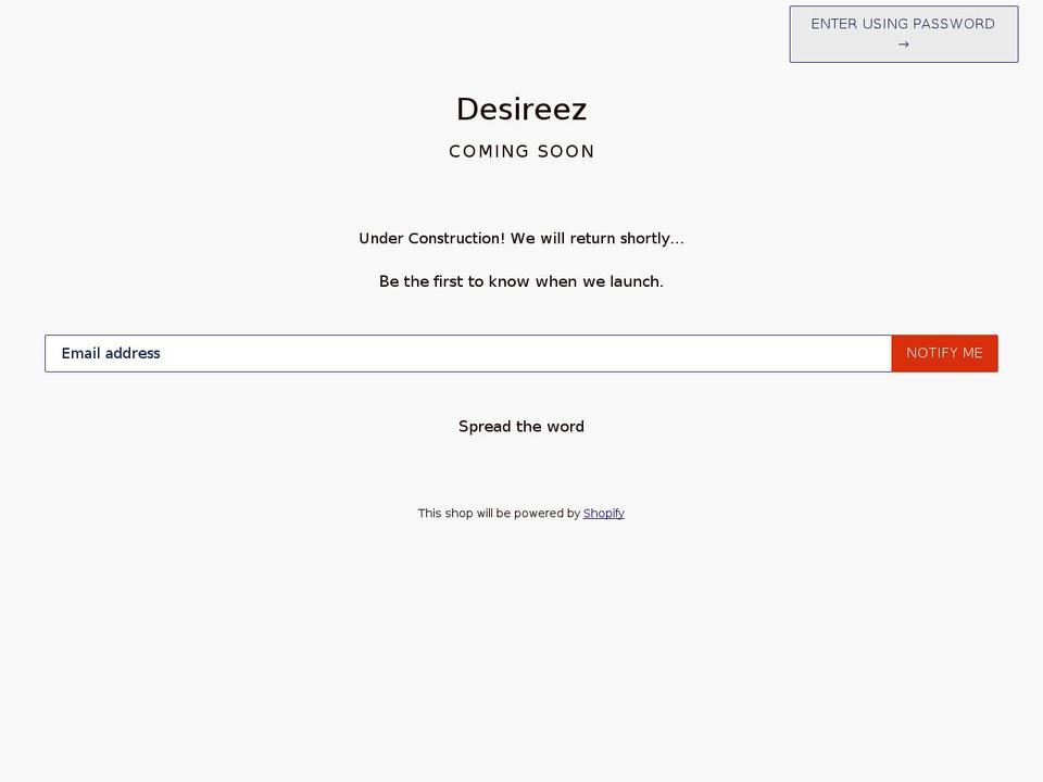 desireez.com — Shopify storefront screenshot