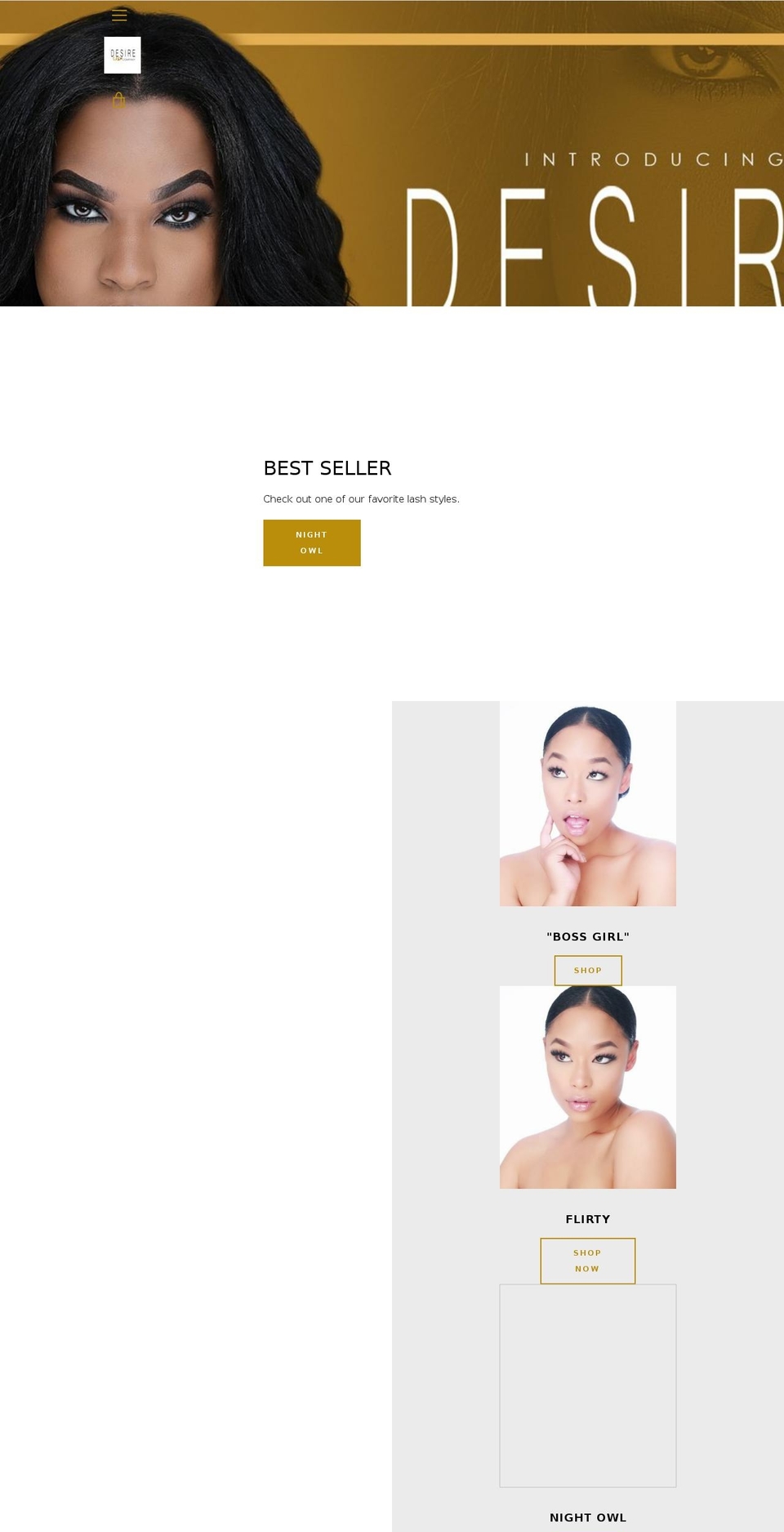 desirelashco.com — Shopify storefront screenshot