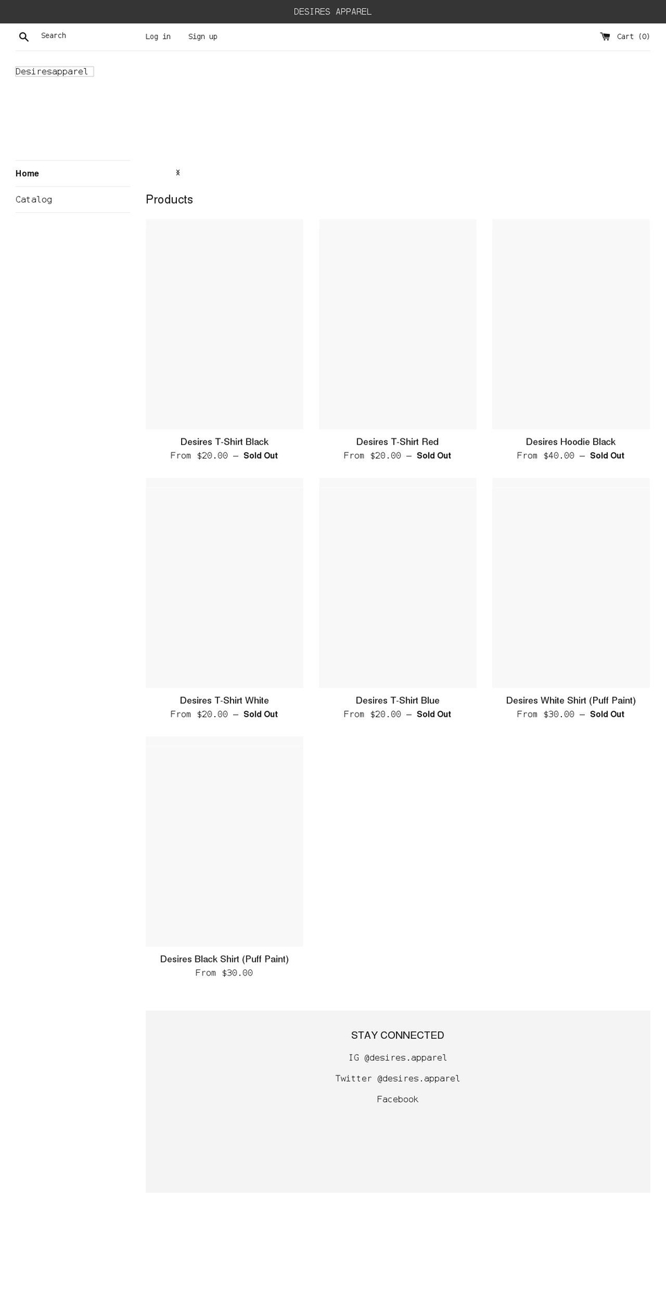 desiresapparel.com shopify website screenshot