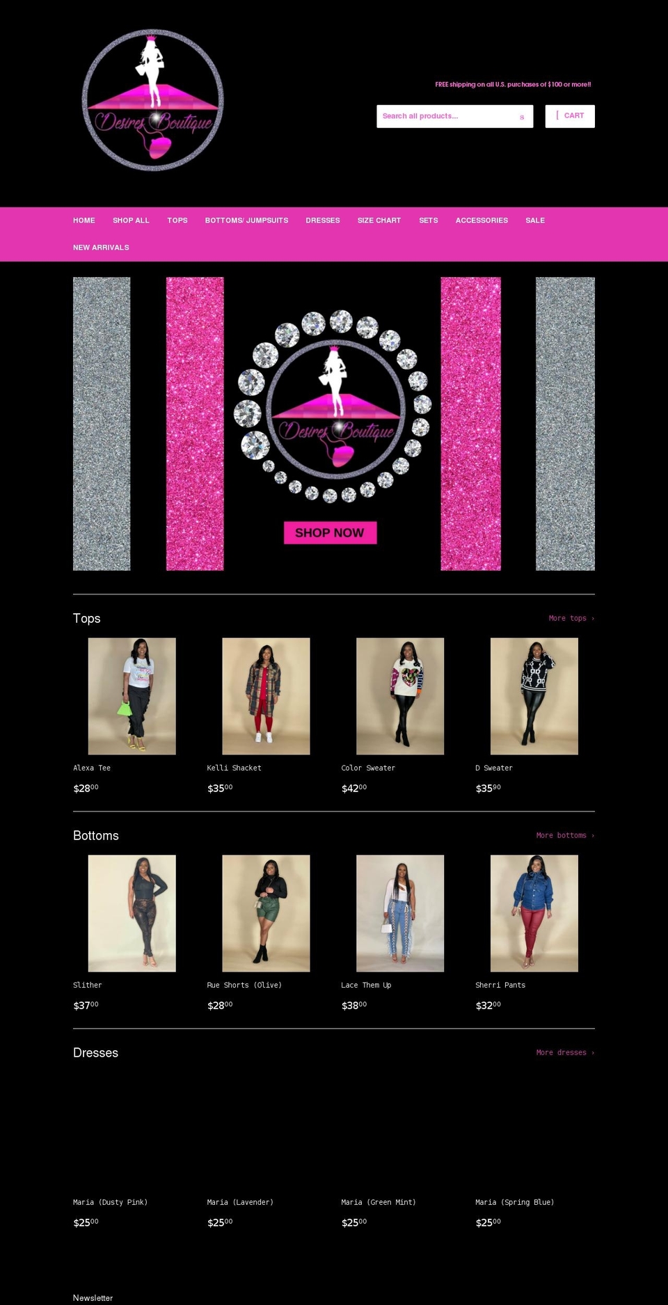 desiresboutique.net shopify website screenshot