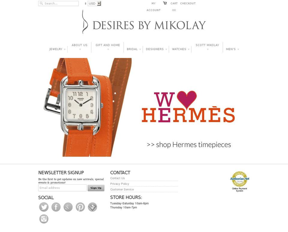 Online Store Shopify theme site example desiresbymikolay.com