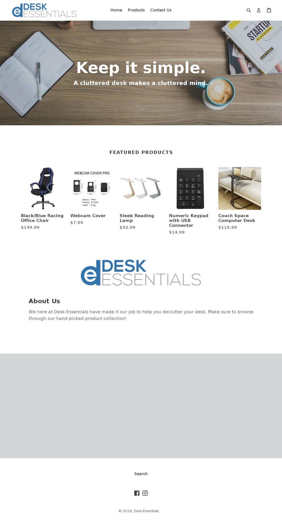 desk-essentials.com — Shopify storefront screenshot