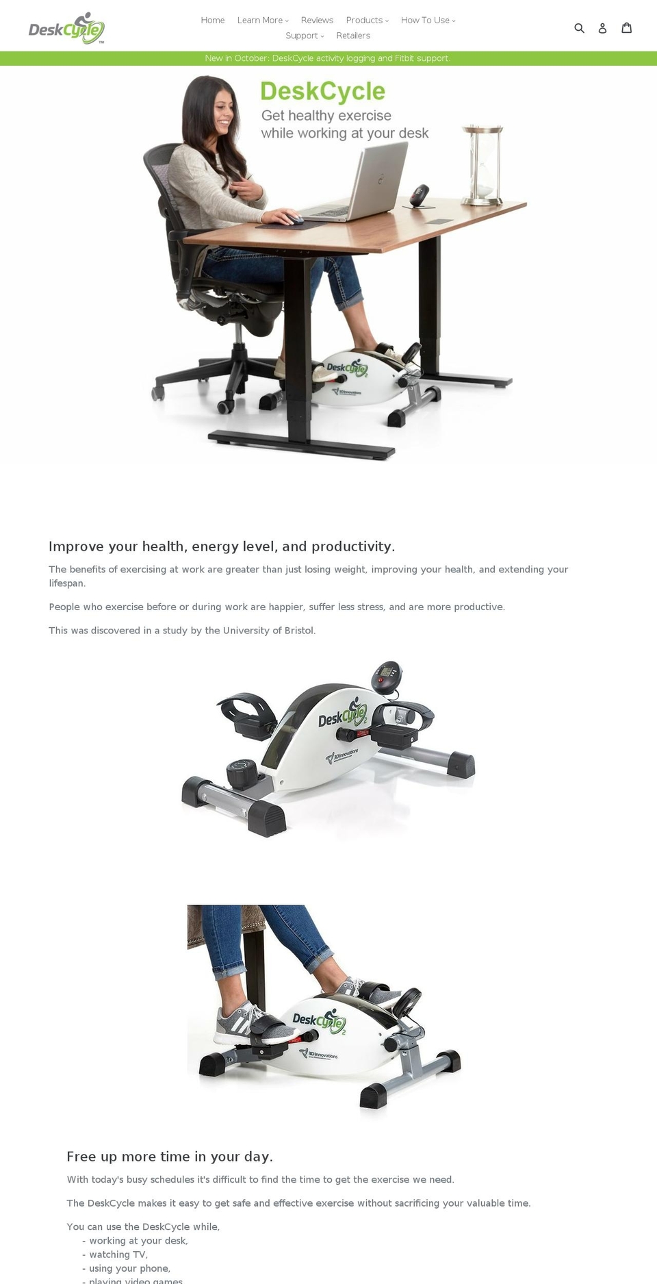 DeskCycle Shopify theme site example desk-exercise.com