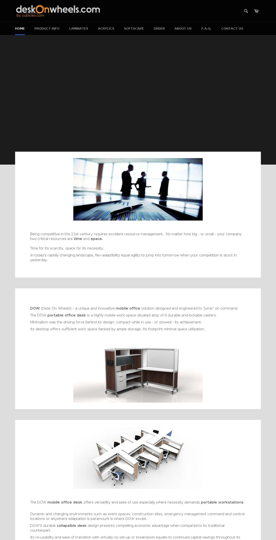 desk-on-wheels.com shopify website screenshot