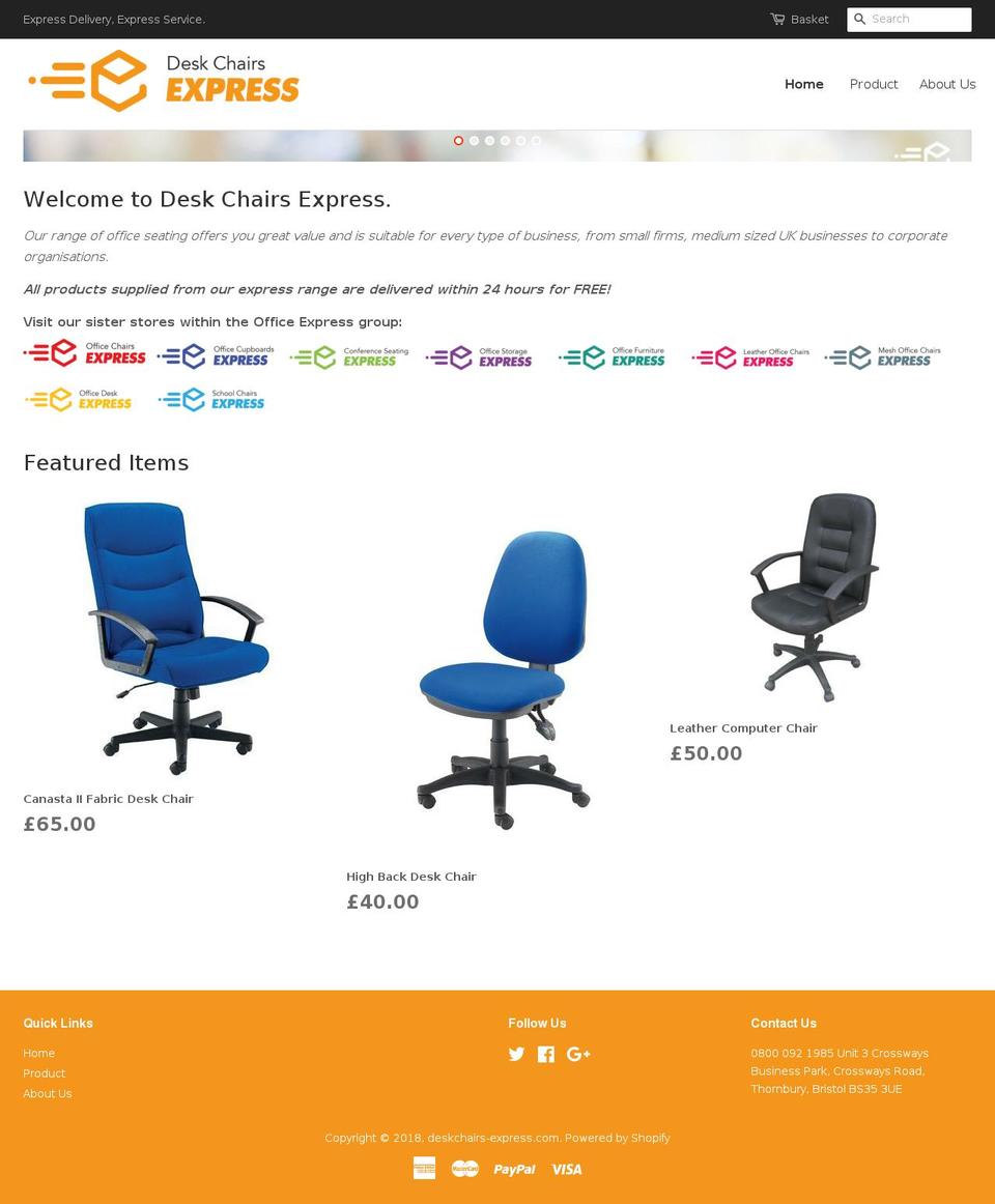 deskchairs-express.com shopify website screenshot