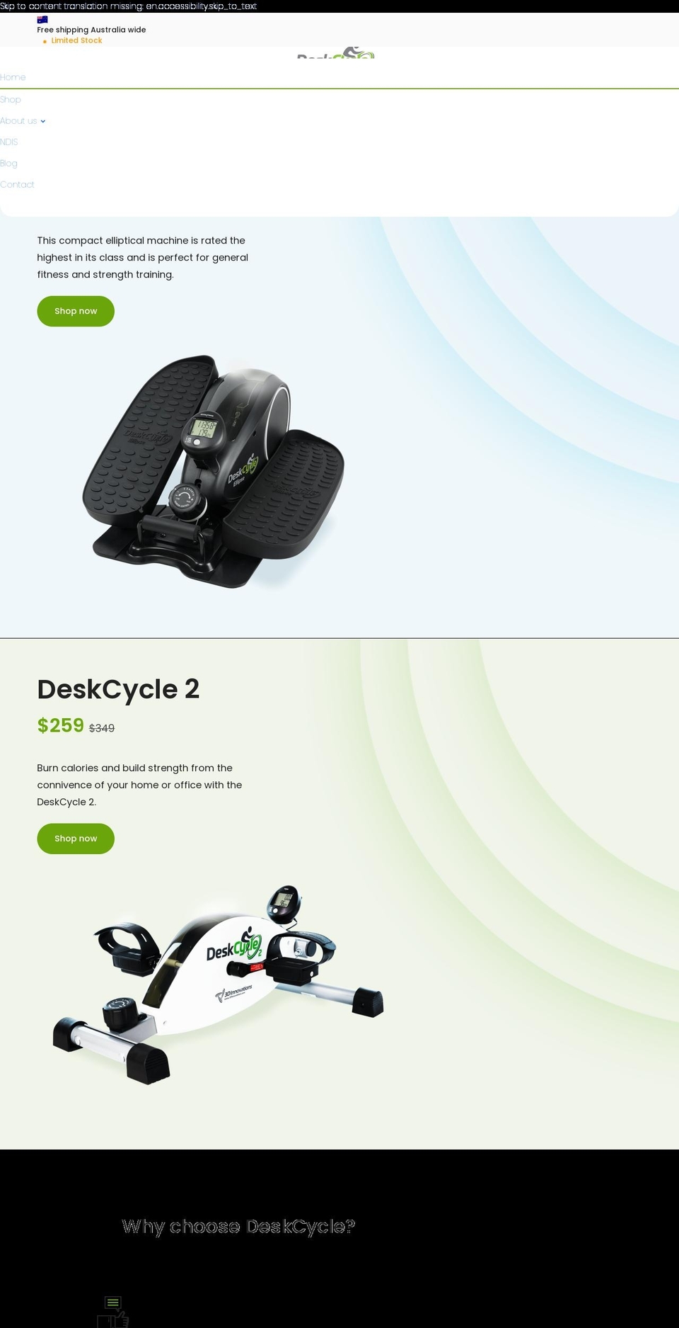 deskcycle.com.au shopify website screenshot