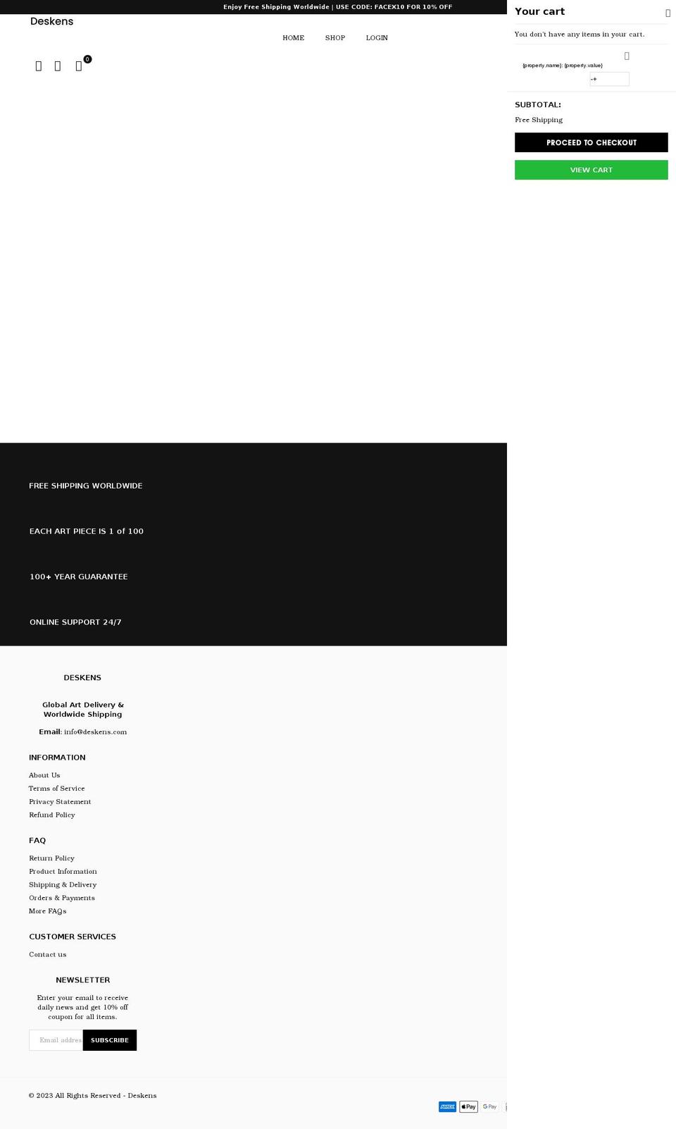 deskens.com shopify website screenshot