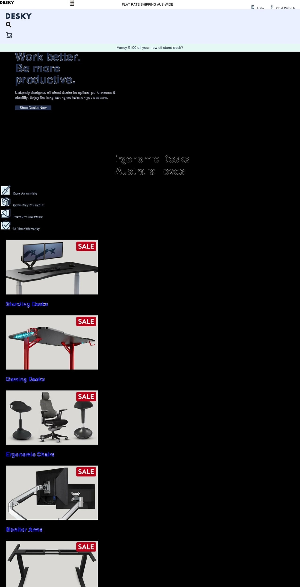 desky.com.au shopify website screenshot
