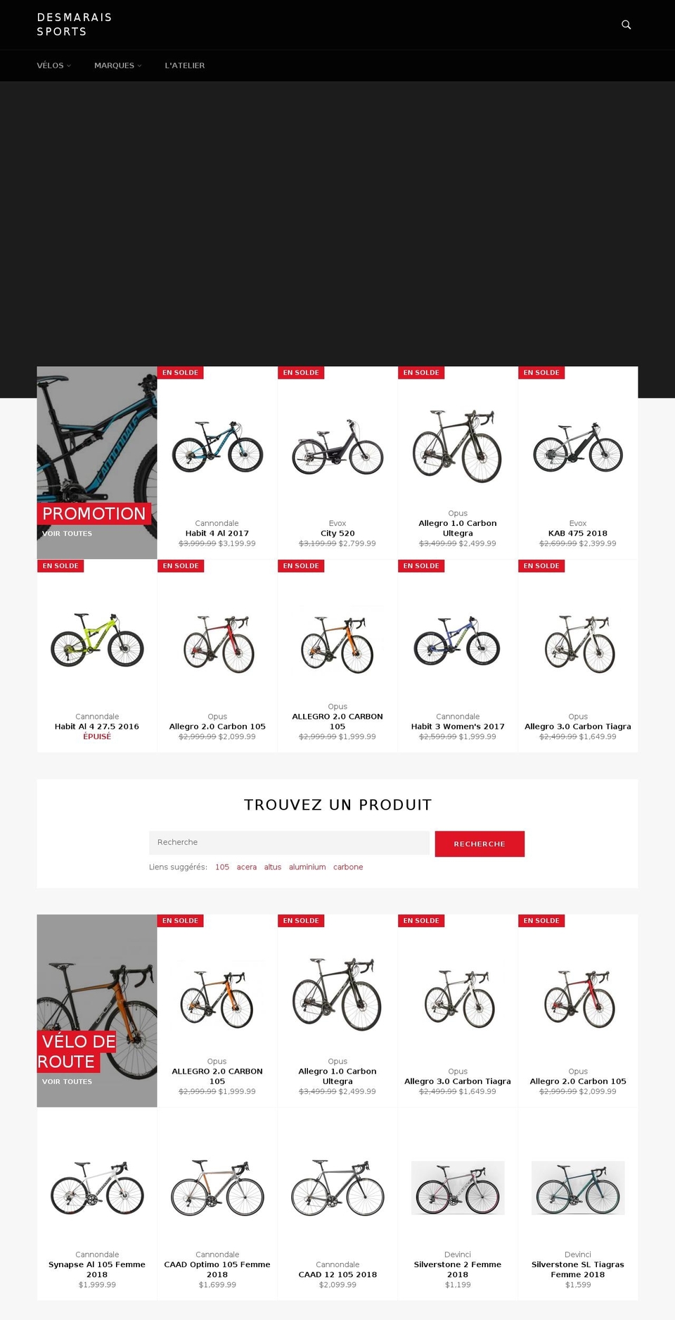 desmaraissports.com — Shopify storefront screenshot