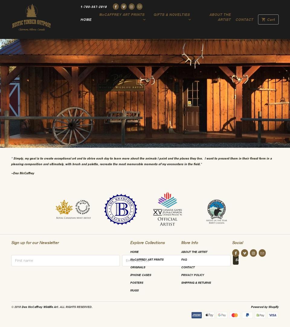 desmccaffrey.com shopify website screenshot