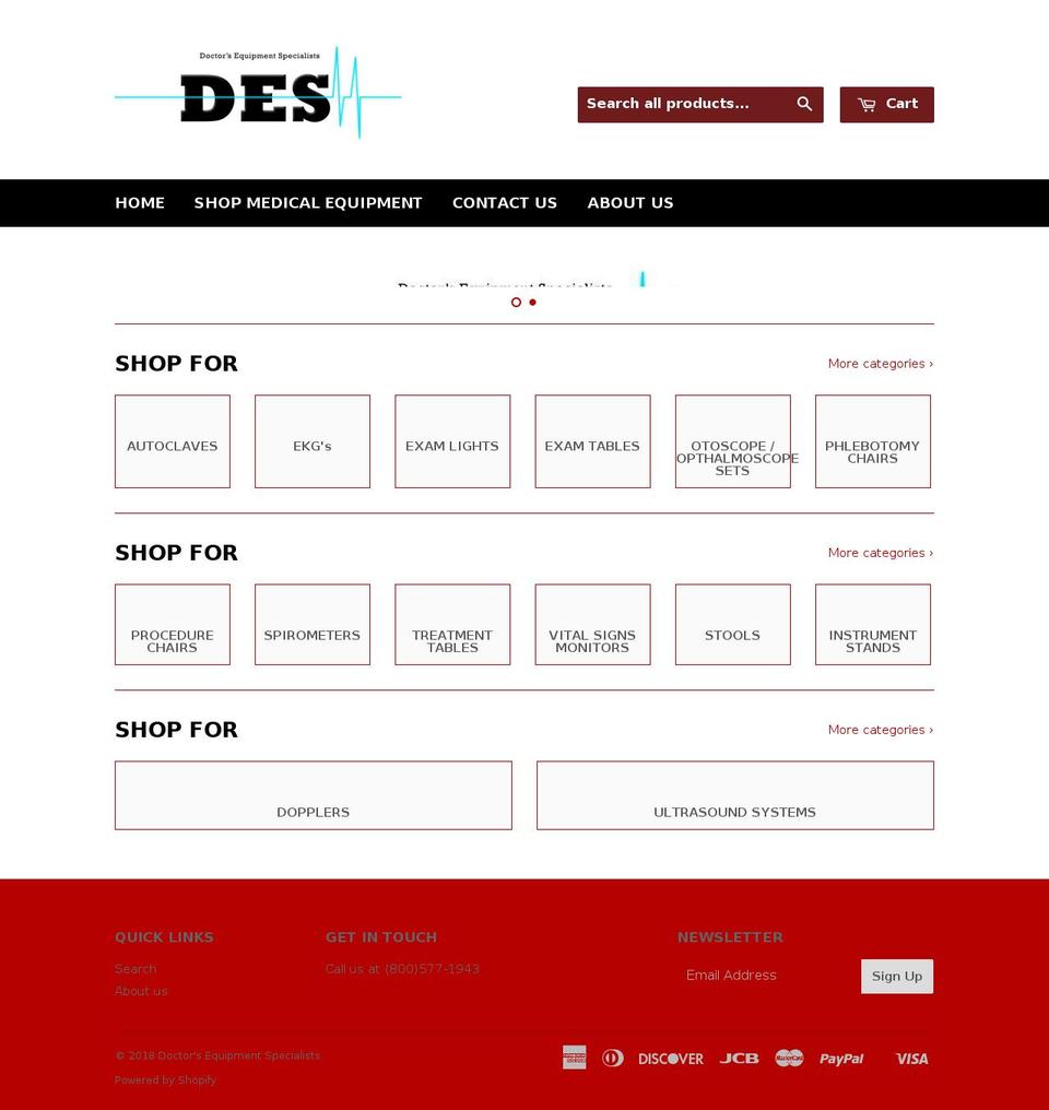 desmedical.com shopify website screenshot