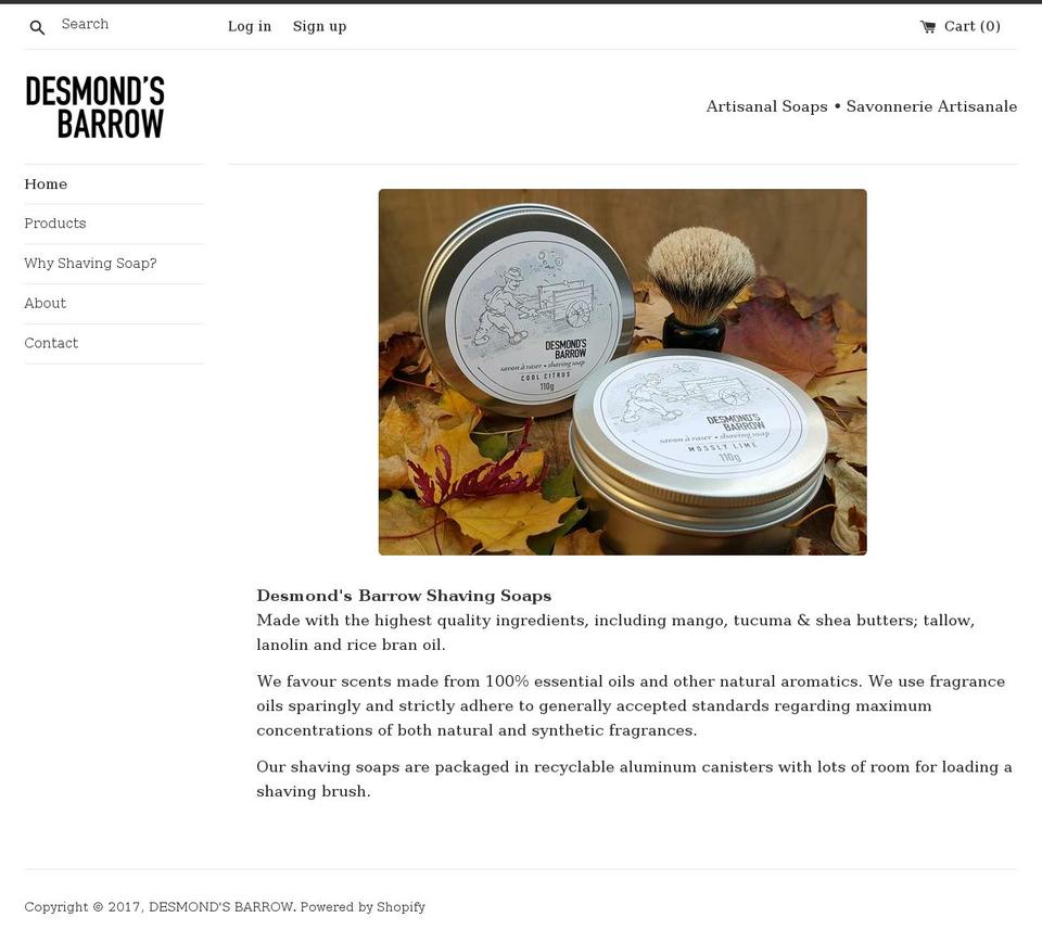 desmondsbarrow.net shopify website screenshot