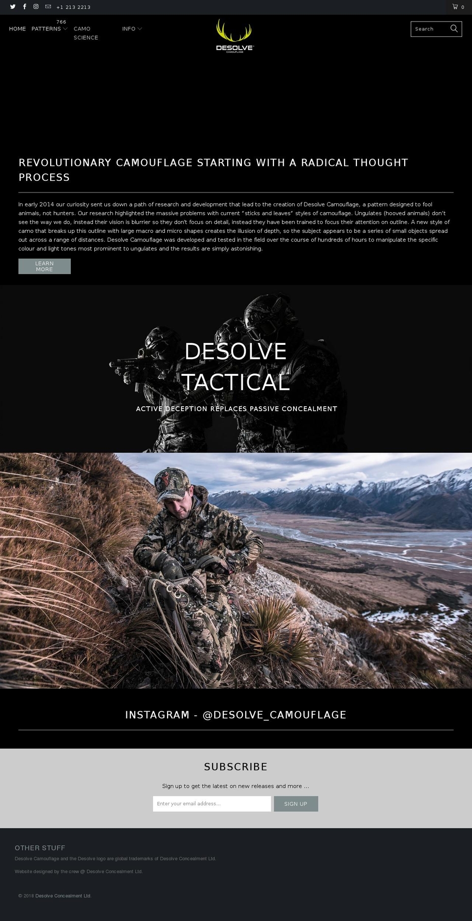 desolvecamouflage.com shopify website screenshot