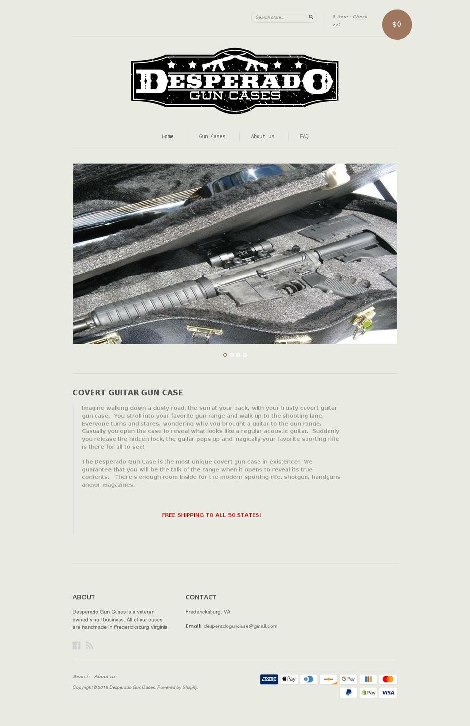 desperadoguncases.net shopify website screenshot