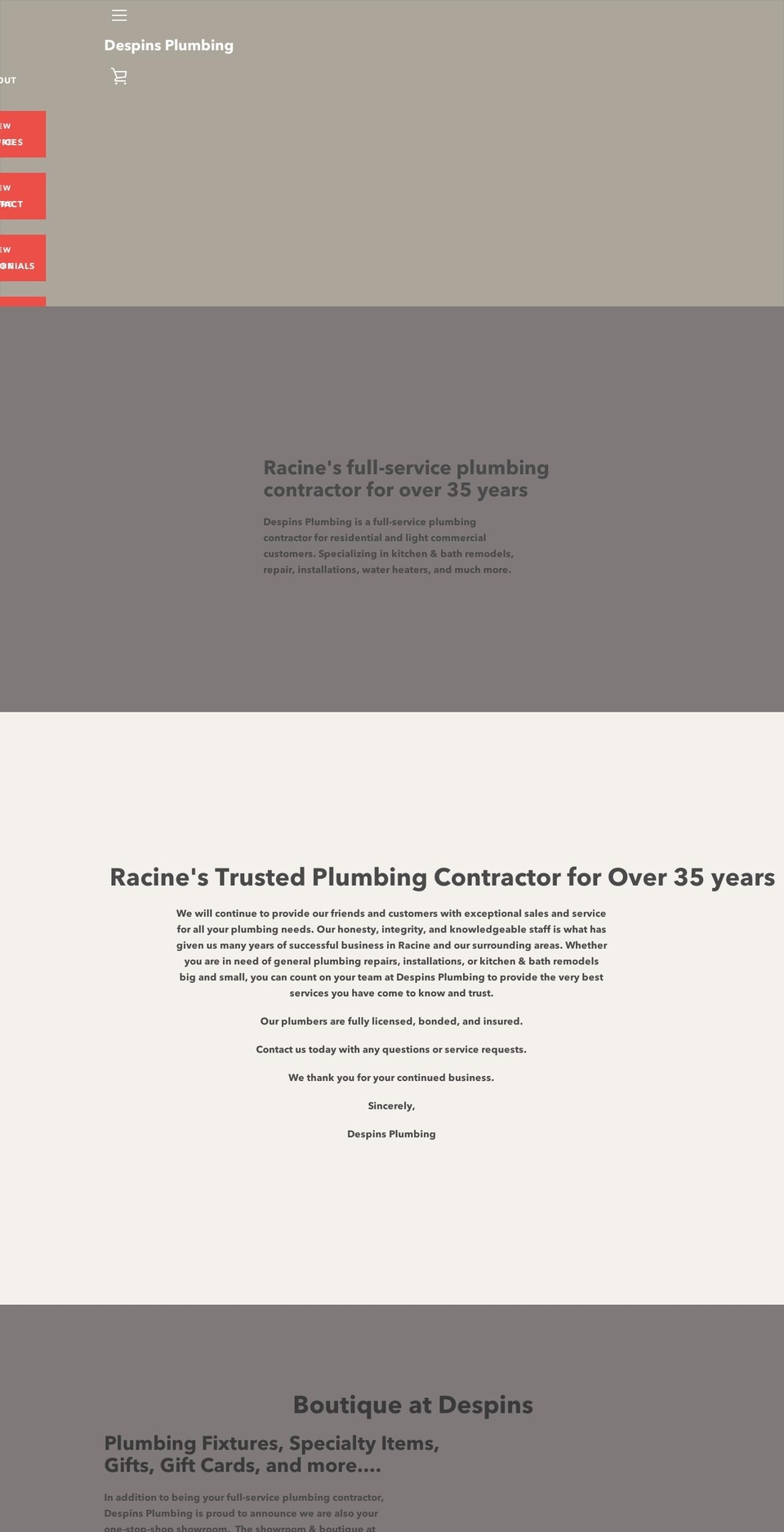 despinsplumbing.com — Shopify storefront screenshot
