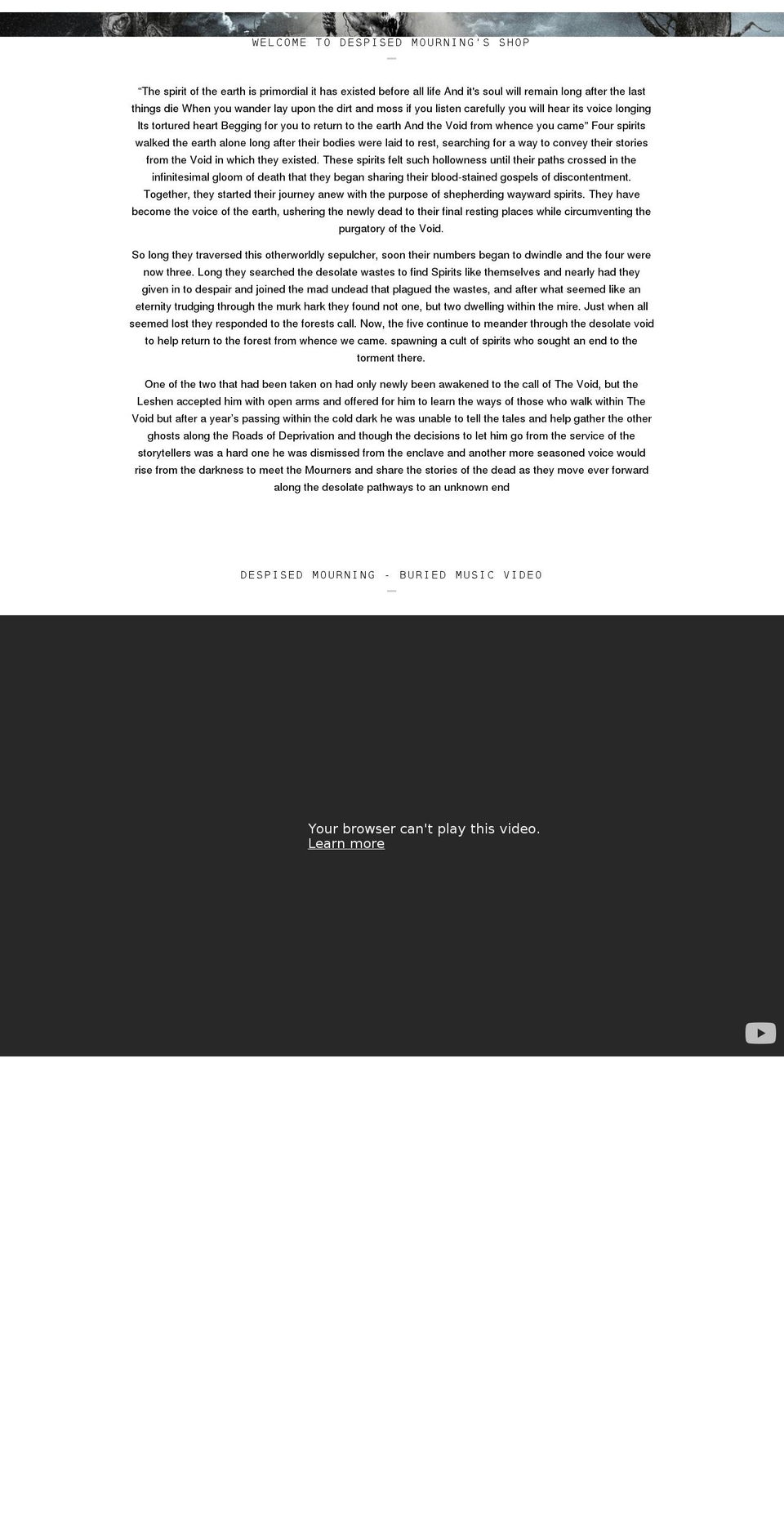 despisedmourning.com shopify website screenshot