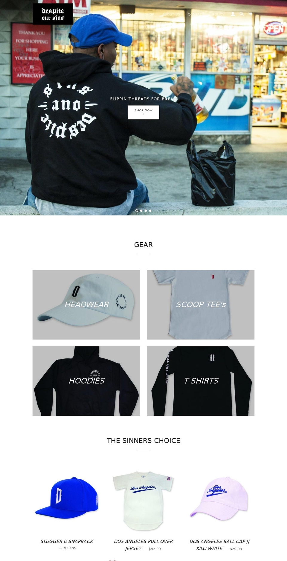 despiteoursins.com shopify website screenshot