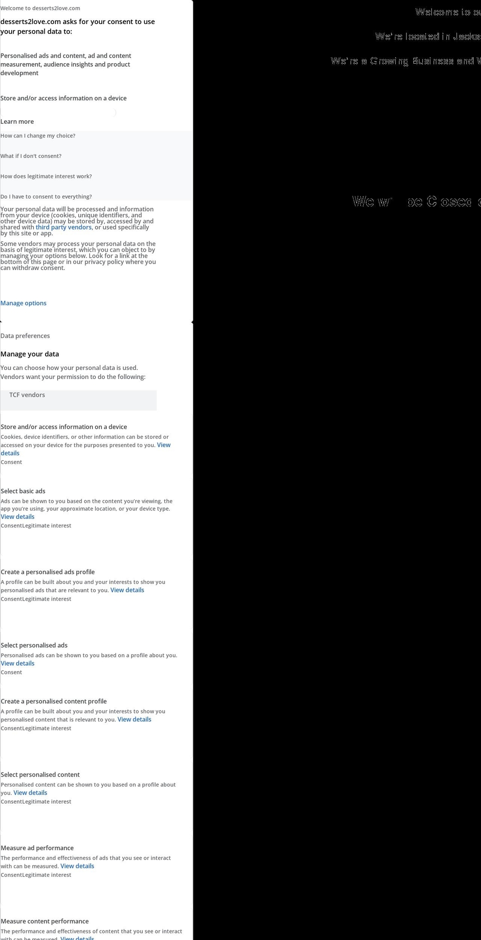 desserts2love.com shopify website screenshot