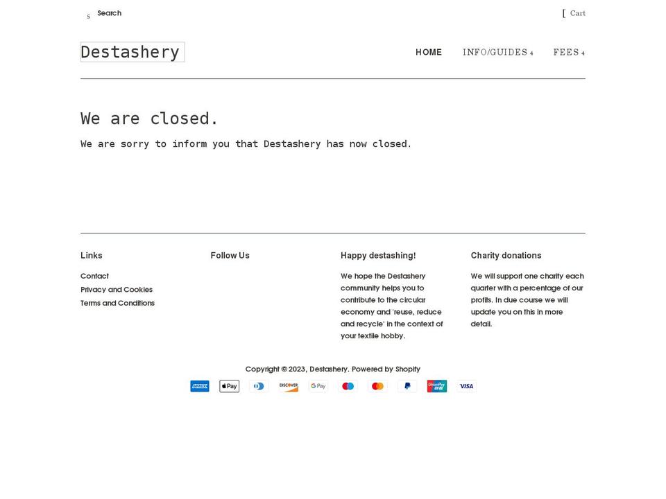 destashery.com shopify website screenshot