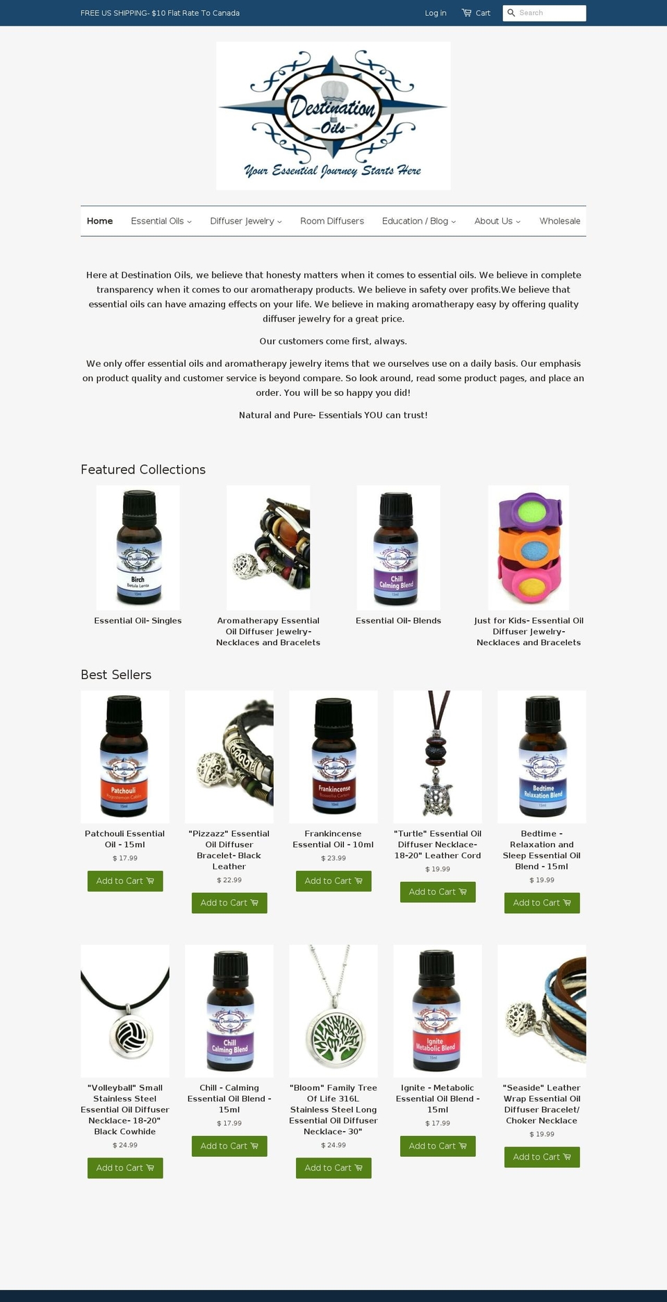 destinationoils.com shopify website screenshot