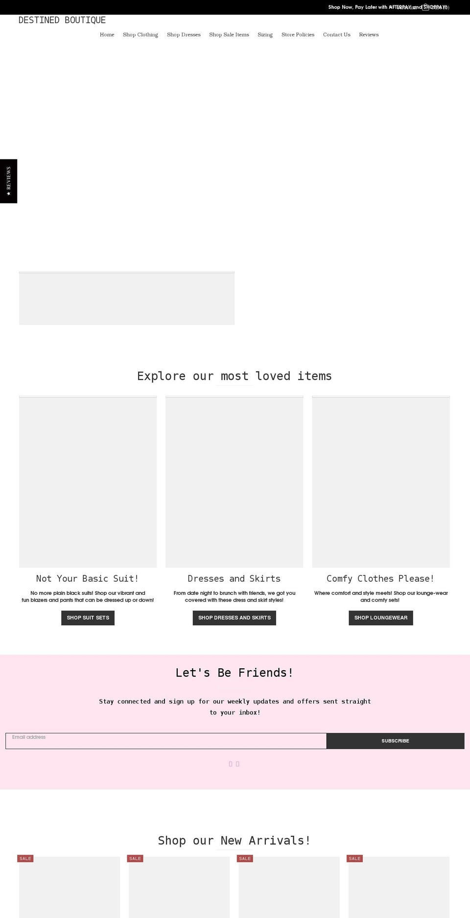 destinedboutique.com shopify website screenshot