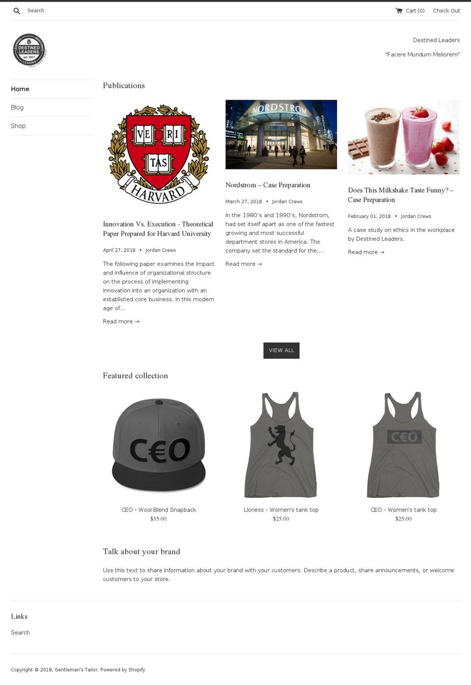 destinedleaders.com — Shopify storefront screenshot