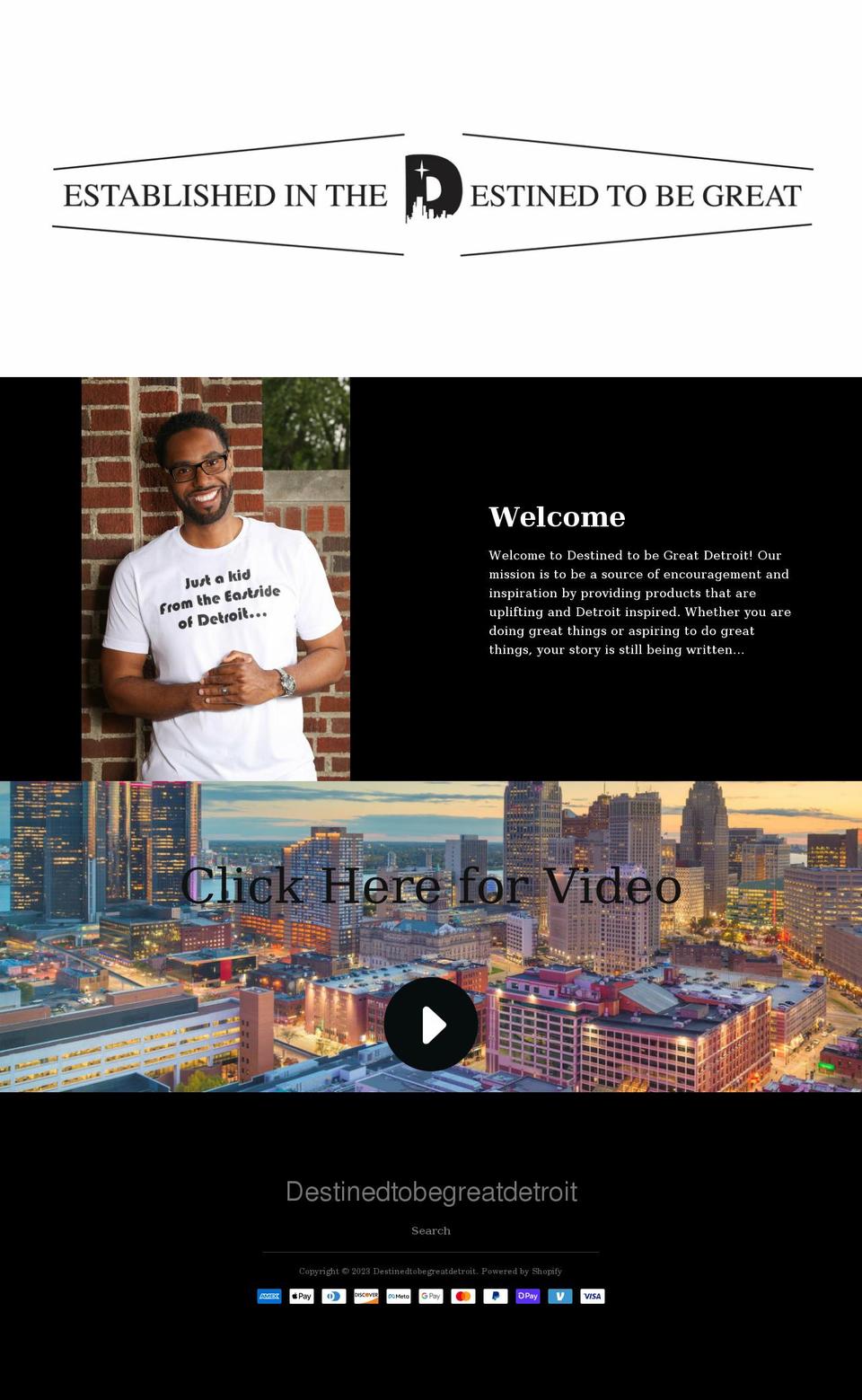 destinedtobegreatdetroit.com shopify website screenshot