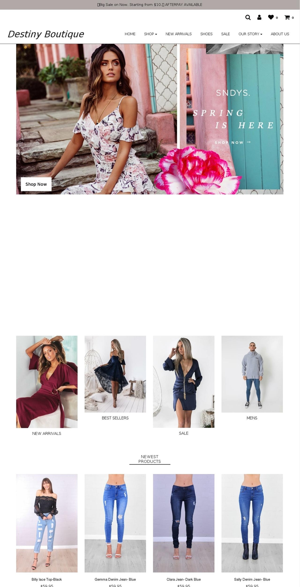 destiny.boutique shopify website screenshot