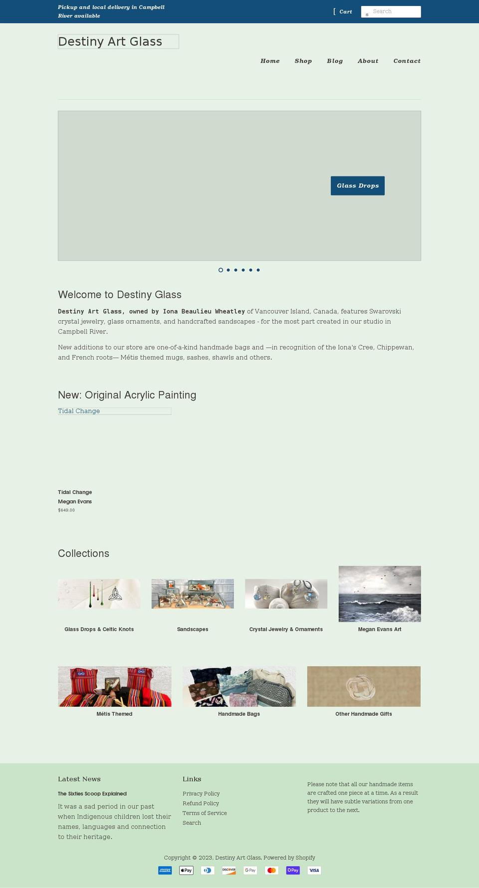 destinyartglass.com shopify website screenshot
