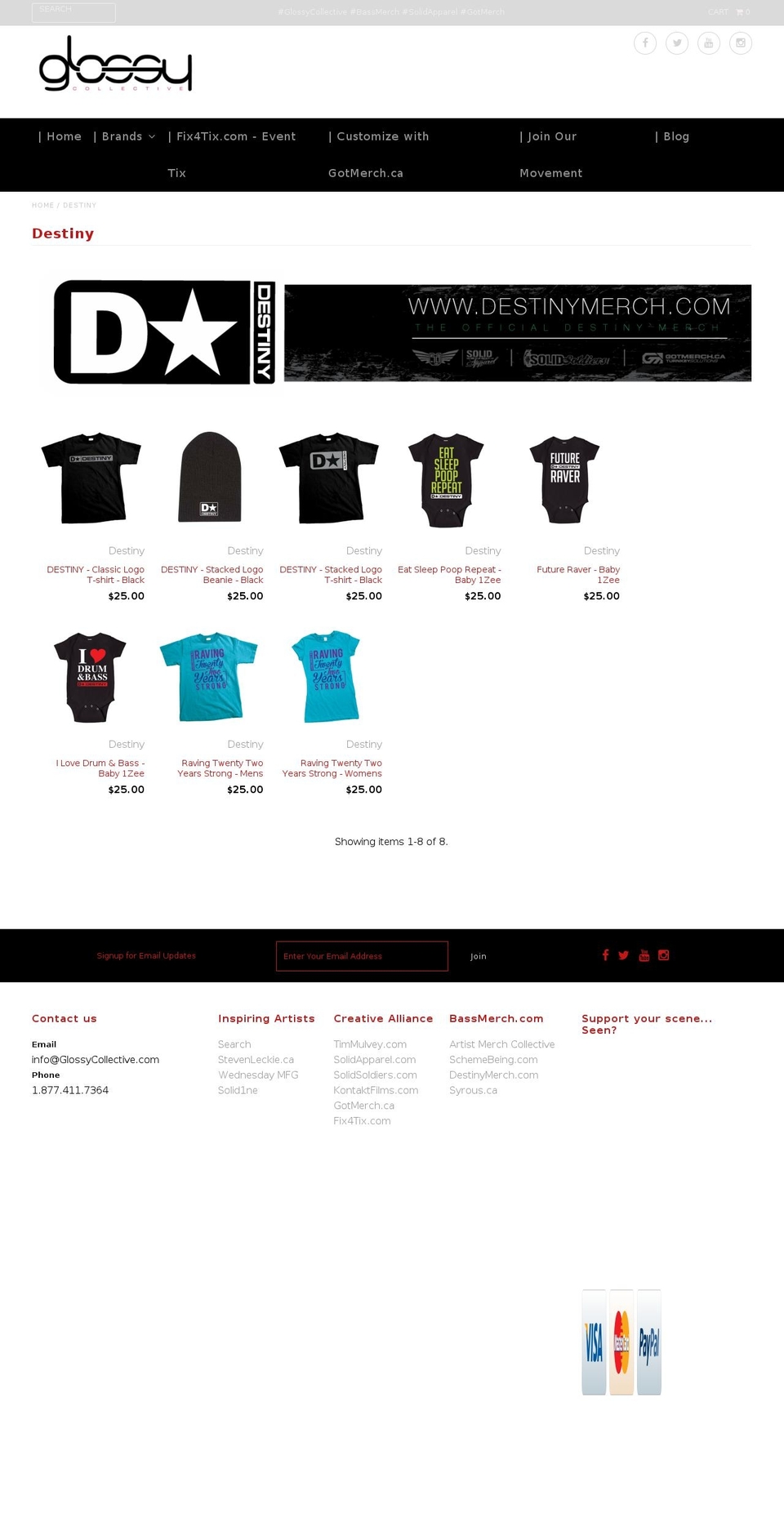 destinymerch.com shopify website screenshot
