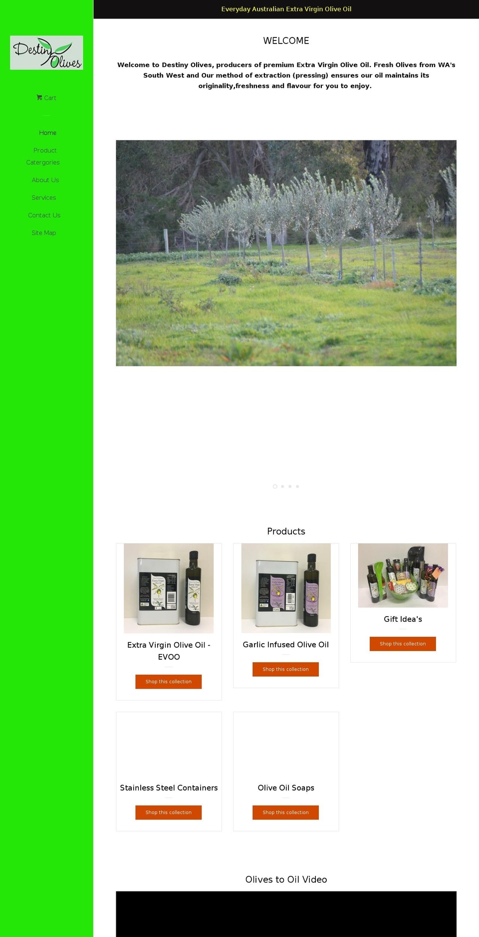 destinyolives.com — Shopify storefront screenshot