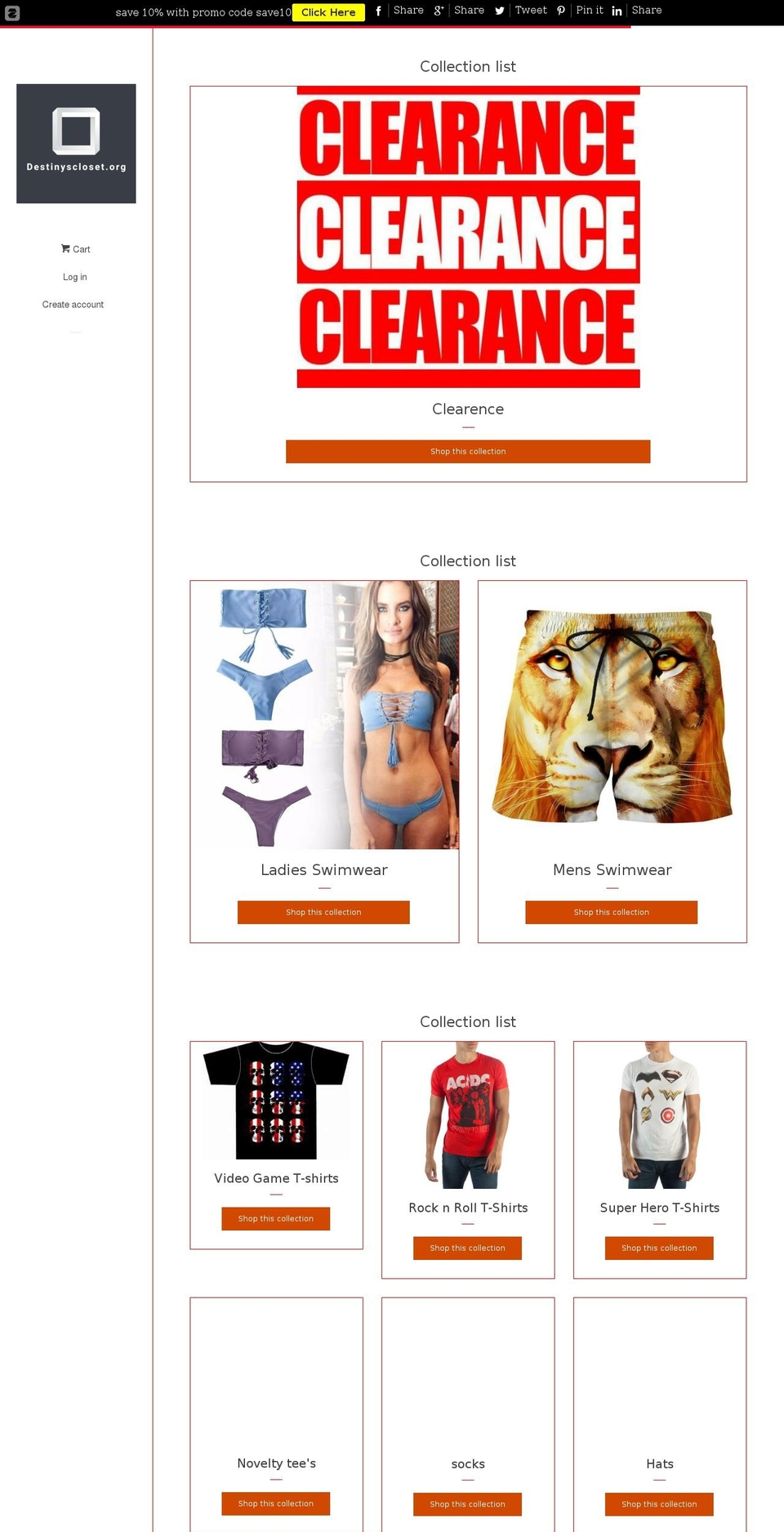 destinyscloset.org shopify website screenshot