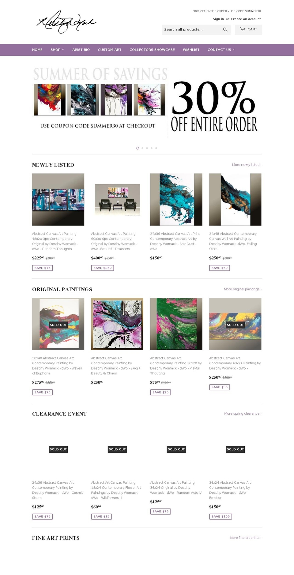destinywomack.com shopify website screenshot