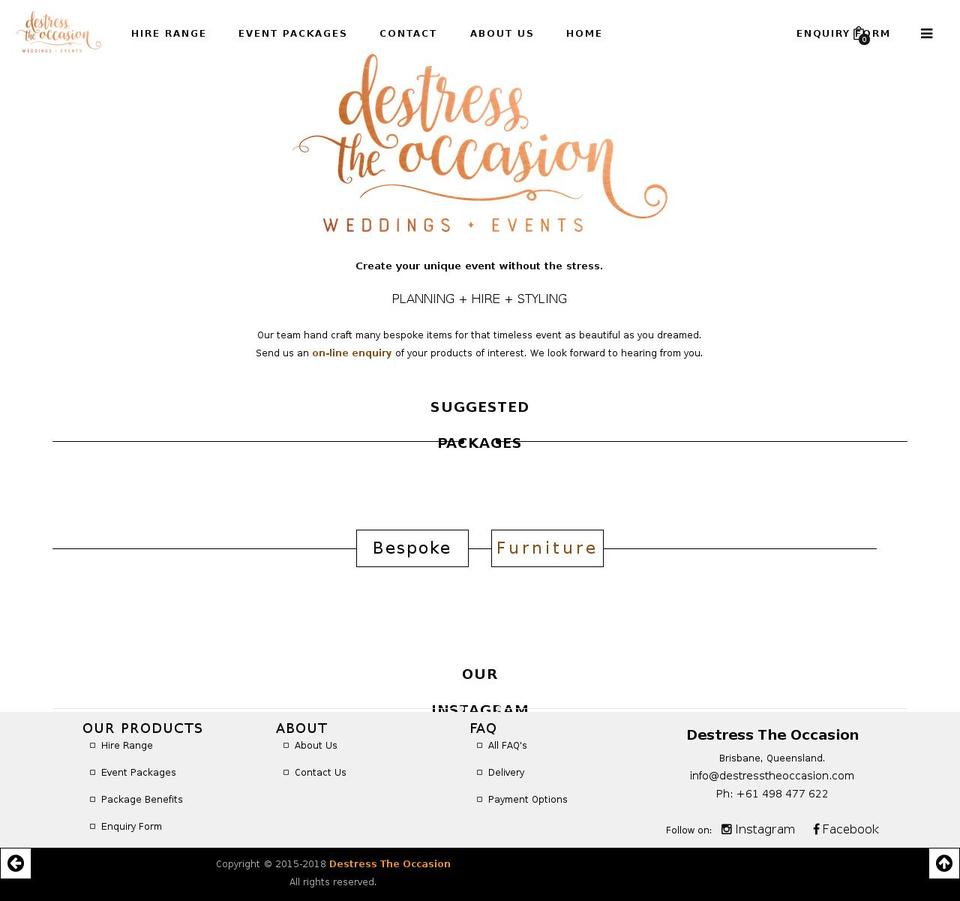 destresstheoccasion.com — Shopify storefront screenshot