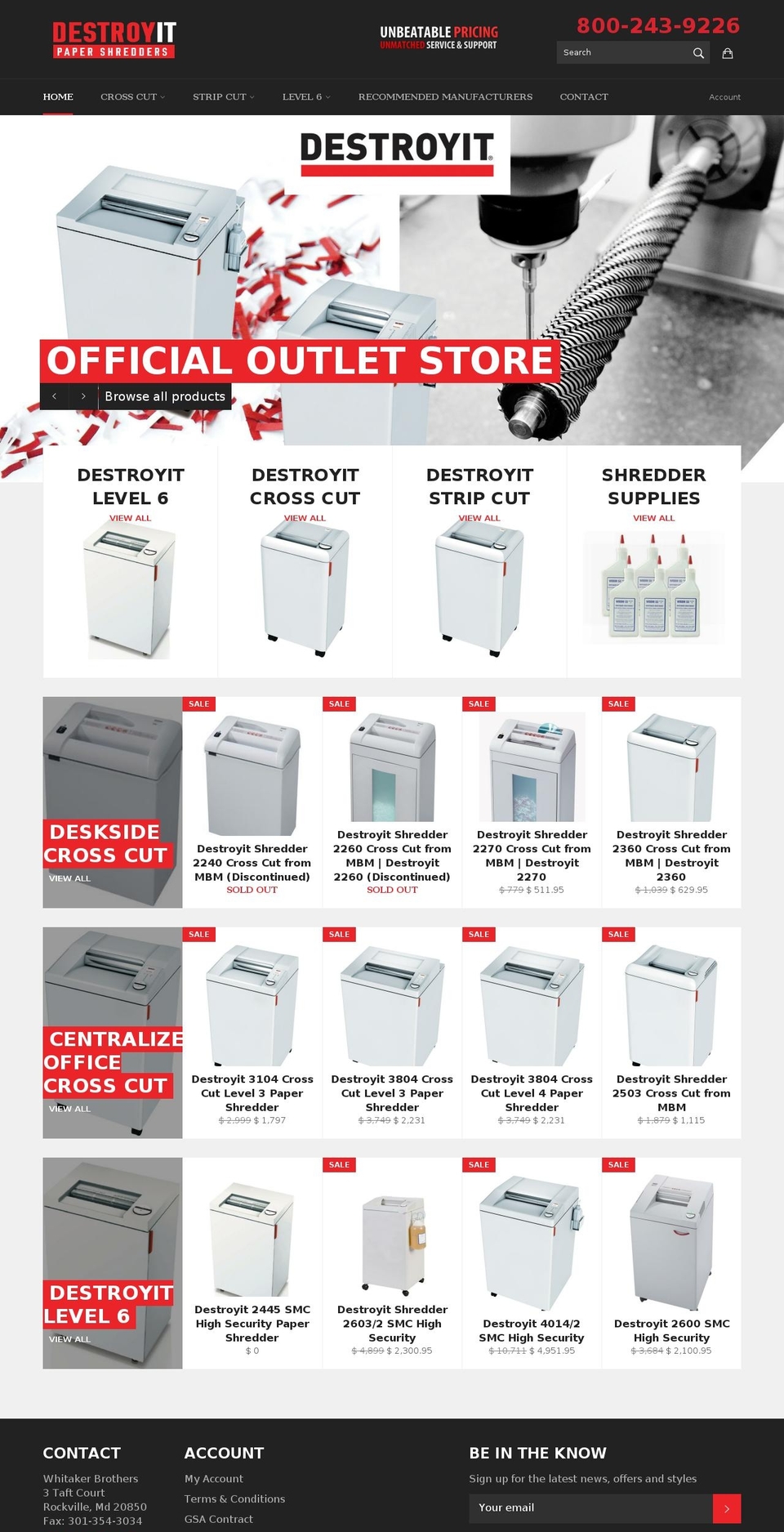 destroyitpapershredders.com shopify website screenshot