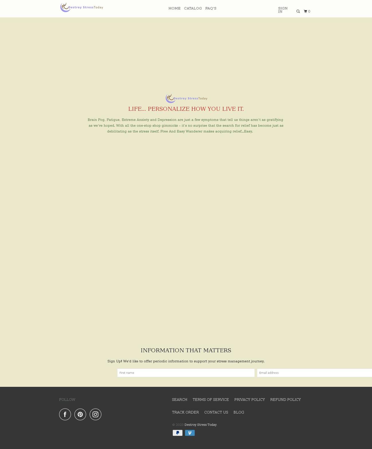 destroystresstoday.com shopify website screenshot