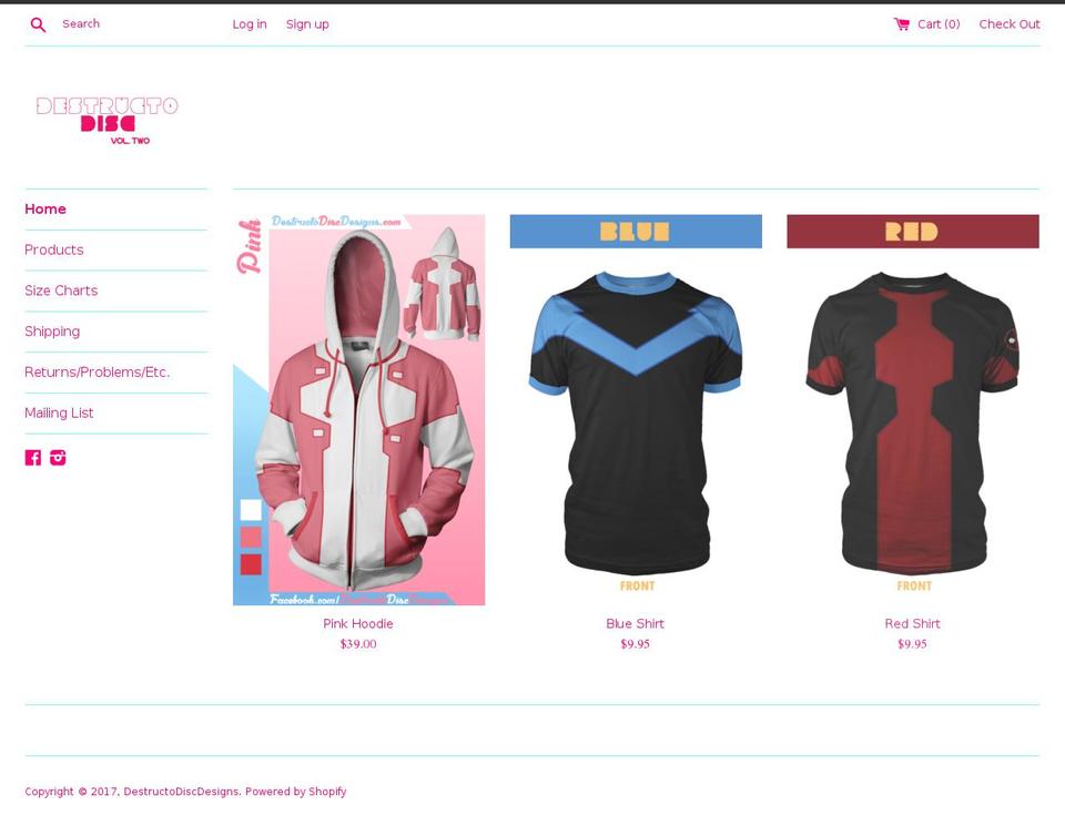 destructodiscdesigns.com shopify website screenshot