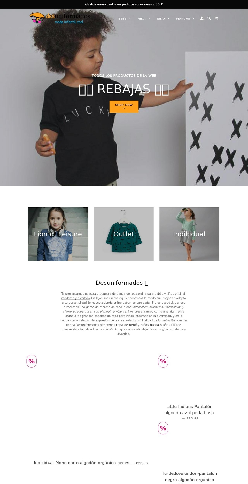 desuniformados.es shopify website screenshot