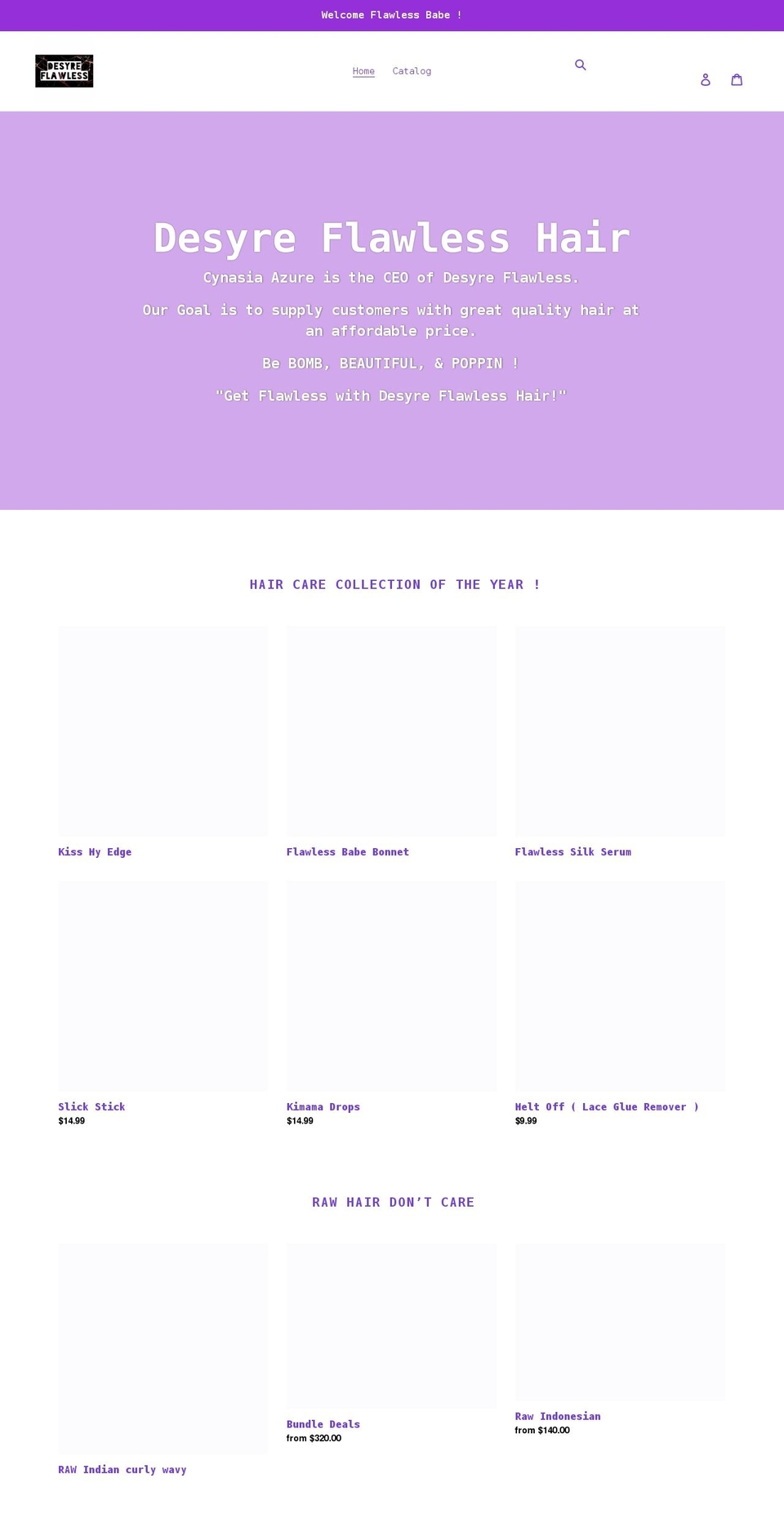 desyreflawless.com shopify website screenshot