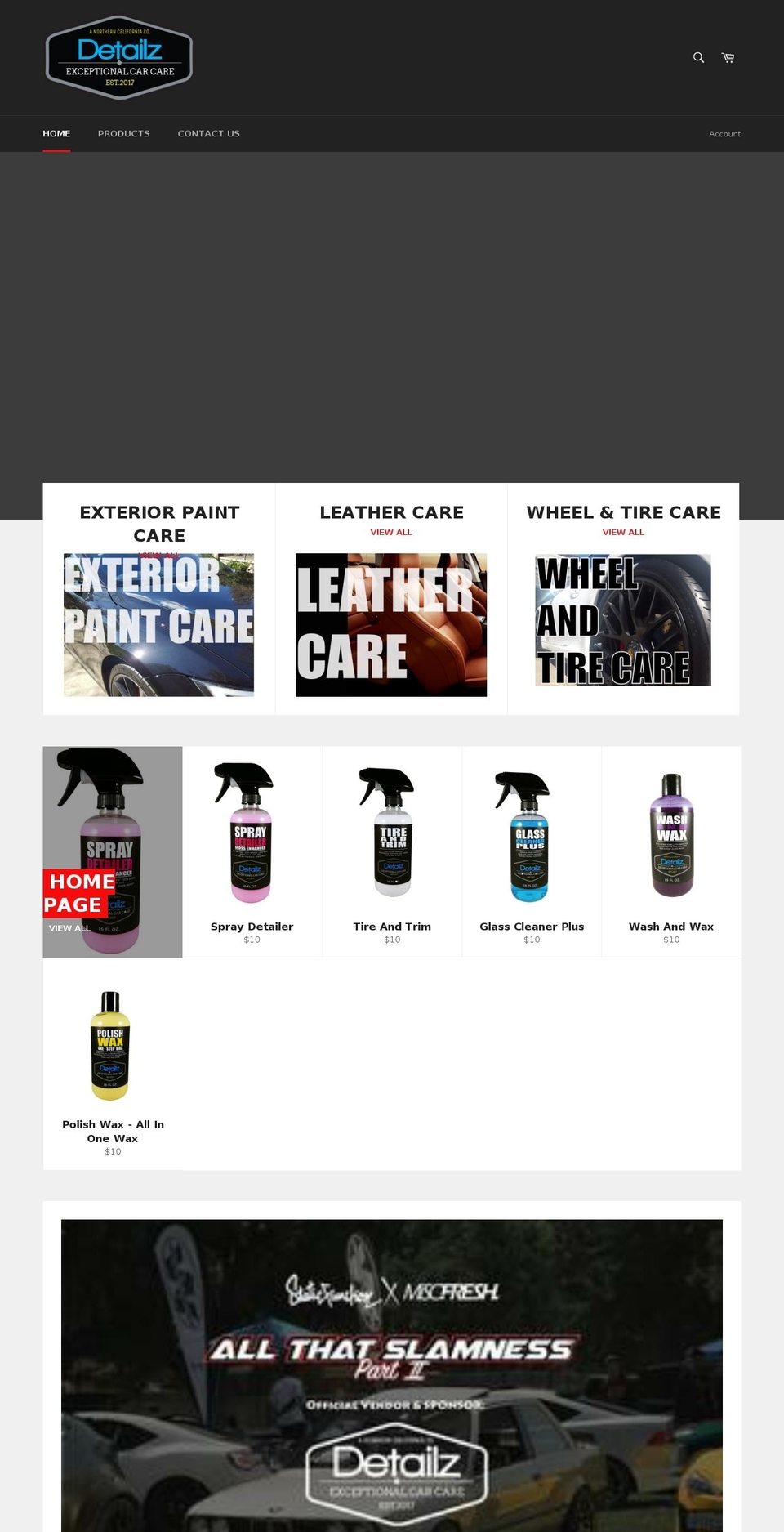 detailzcarcare.com — Shopify storefront screenshot