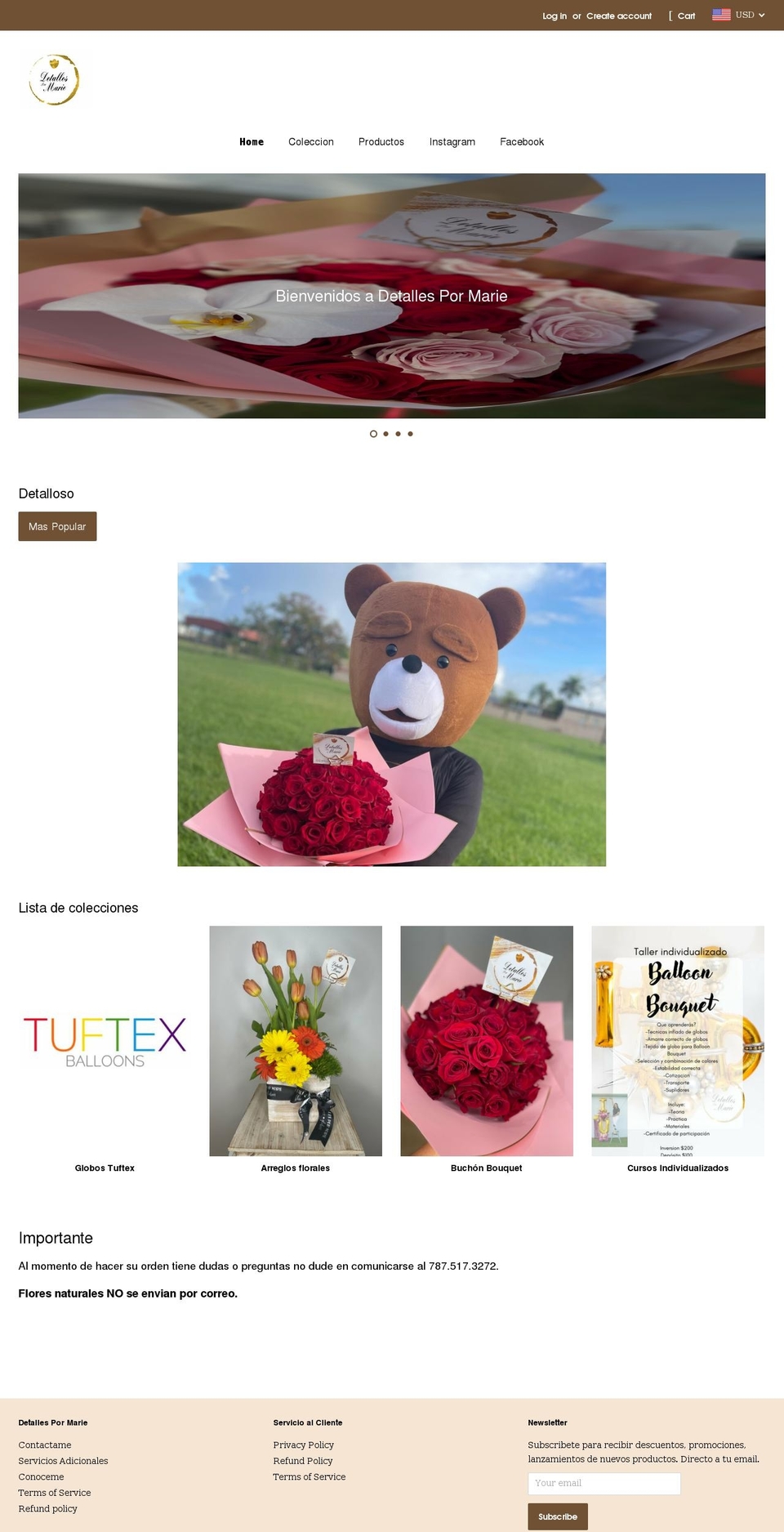 detallespormarie.com shopify website screenshot