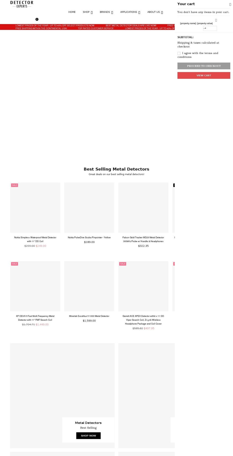 detectorexperts.com shopify website screenshot