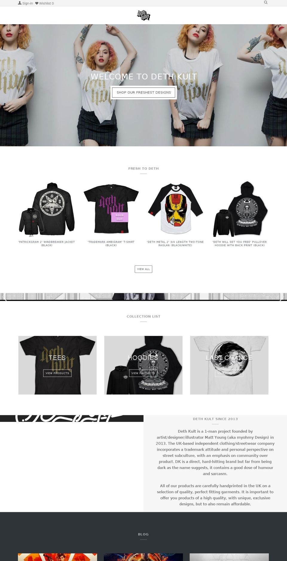 dethkult.co.uk shopify website screenshot