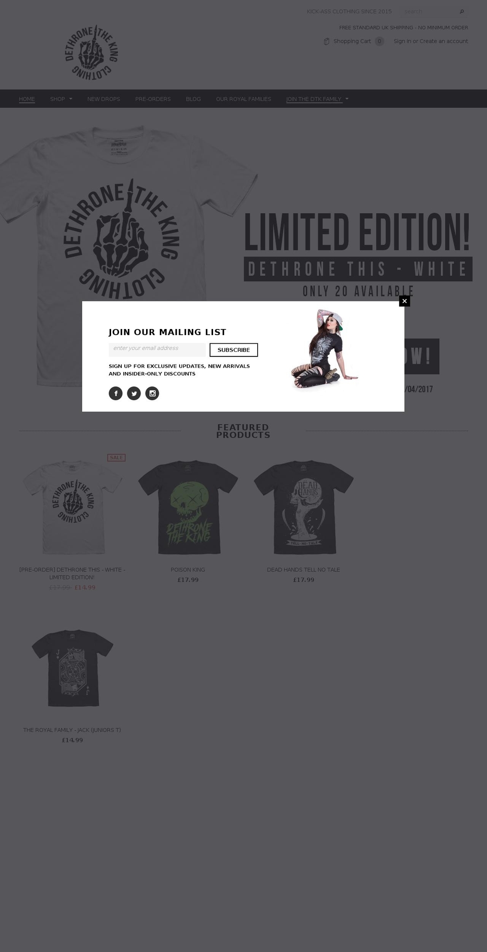 dethronetheking.com shopify website screenshot