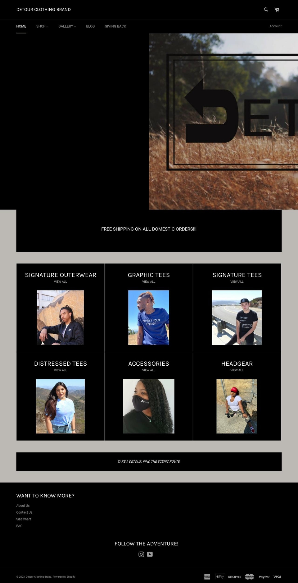 detourclothingbrand.com shopify website screenshot