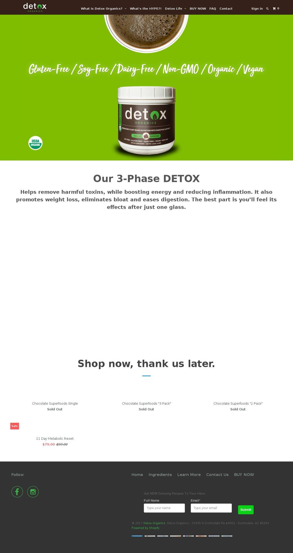 detoxorganics.com shopify website screenshot