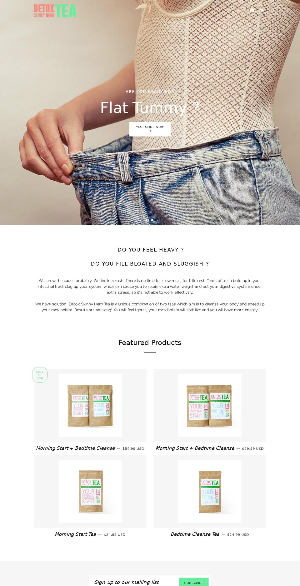 detoxskinnyherbtea.com shopify website screenshot